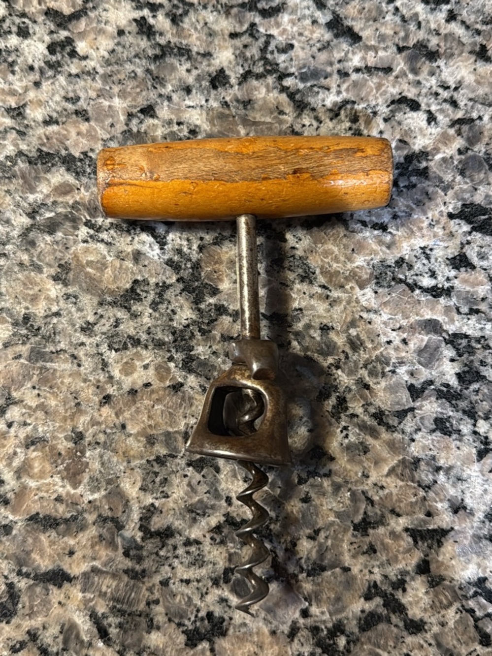 Vintage Brown Wood Handle Corkscrew - Unbranded